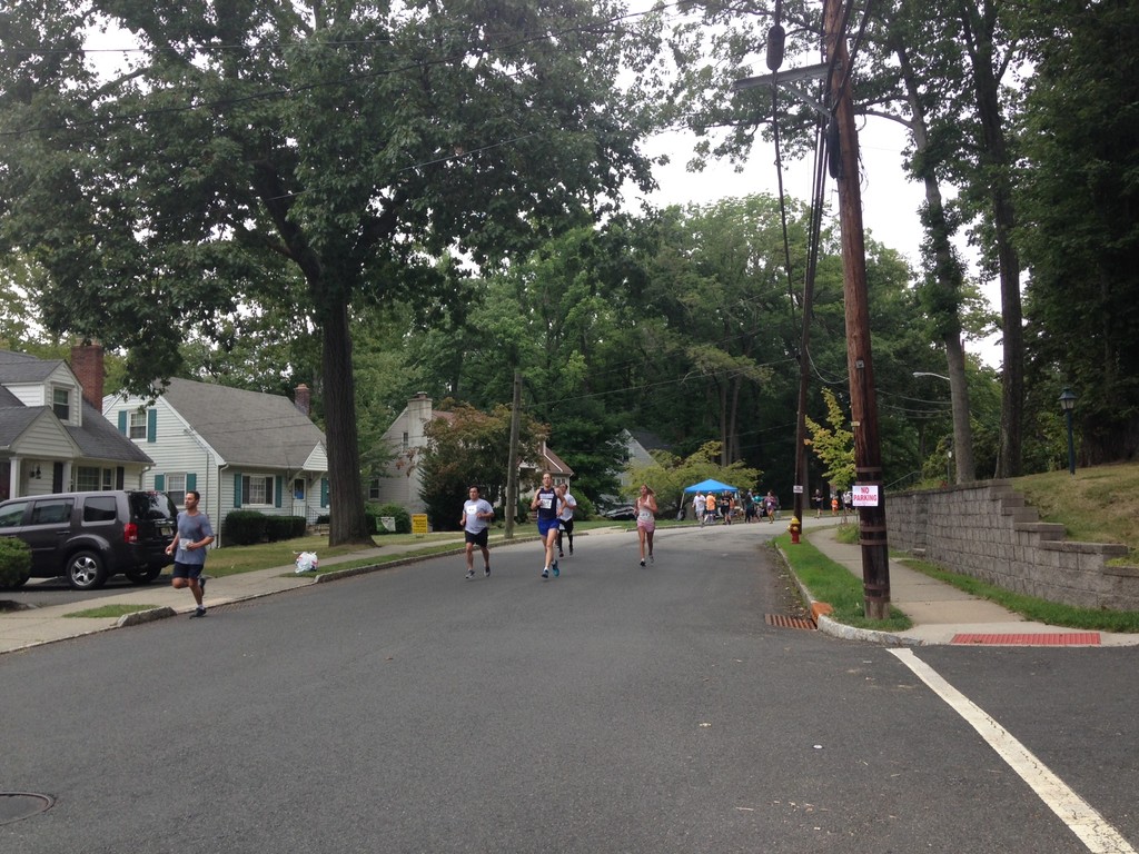 A view of some of the runners today in the Caldwells. The winner? A runner with a "Jersey Shore Runners Club" shirt.